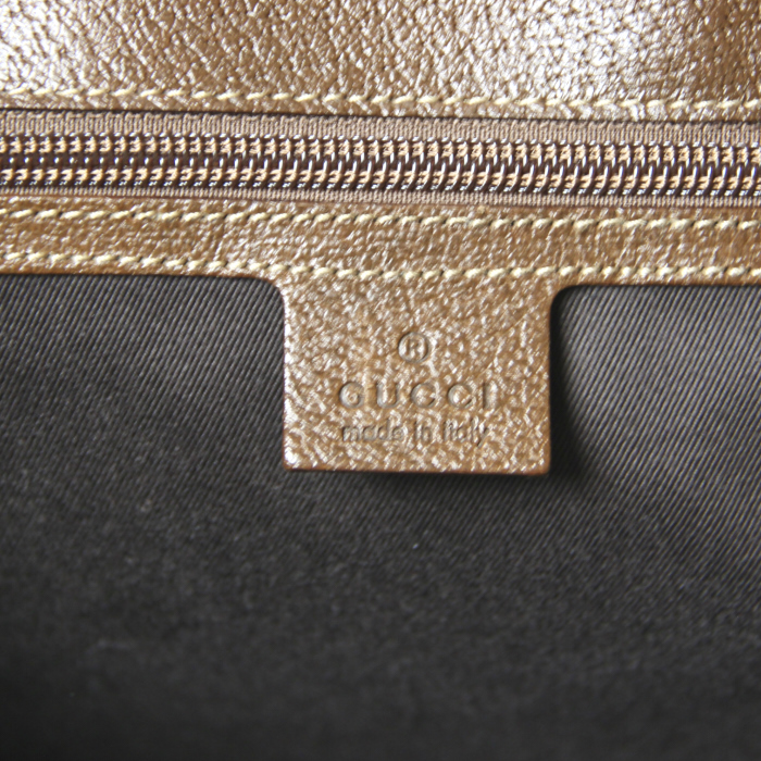 Gucci in beige monogramm canvas and brown leather - Detail D3