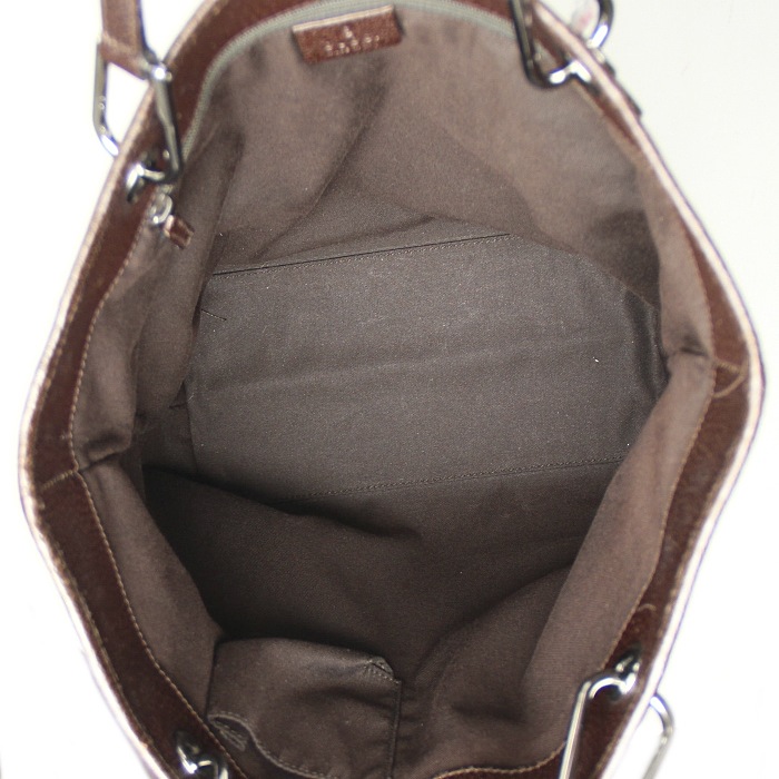 Shopping bag in tela monogram beige e pelle marrone - Detail D2