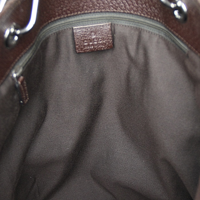 Shopping bag in beige monogram canvas and brown leather - Detail D4