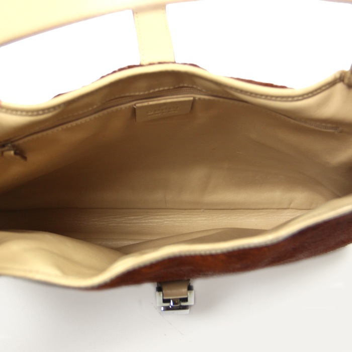 Gucci Jackie en poulain marron et cuir beige - Detail D2