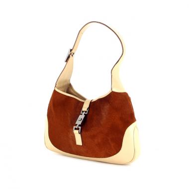Gucci Jackie in brown foal and beige leather