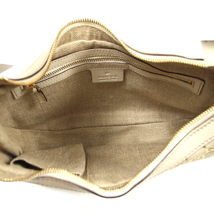 Borsa in tessuto monogram beige e pelle bianca - Detail D3