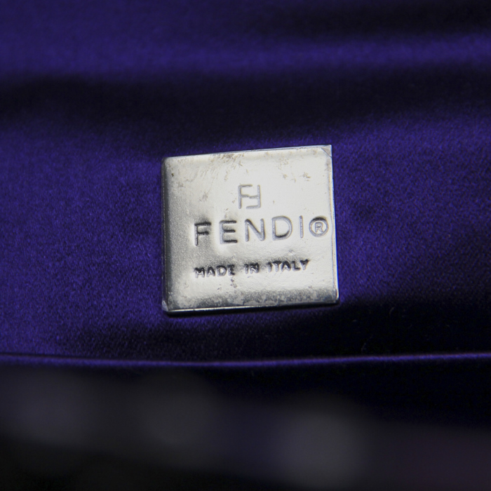 Sac à main Fendi en python violet et beige et cuir vernis noir - Detail D3