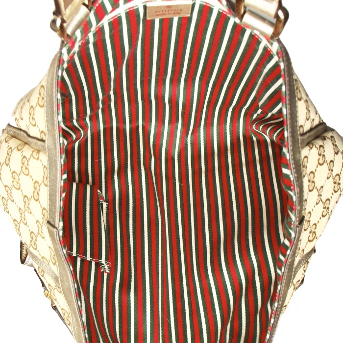 Bolso Cabás en lona Monogram beige y cuero plateado - Detail D2