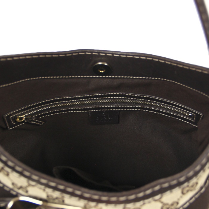 Gucci in brown leather and canvas  - Detail D3