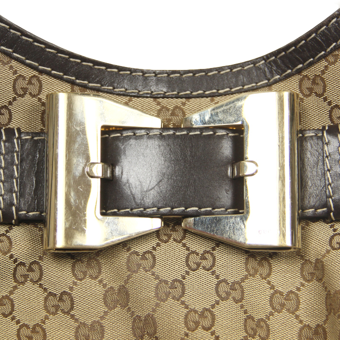 Gucci in brown leather and canvas  - Detail D4