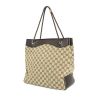 Shopping bag in beige monogram canvas and brown leather - 00pp thumbnail