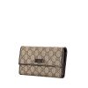 Gucci Wallet in beige monogram canvas and brown leather - 00pp thumbnail