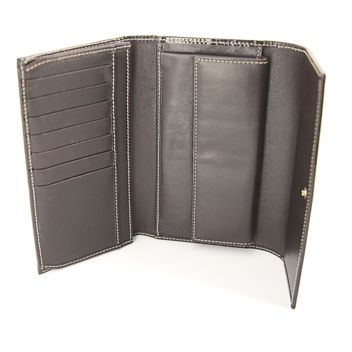 Portefeuille Gucci en toile monogram beige et cuir marron - Detail D2