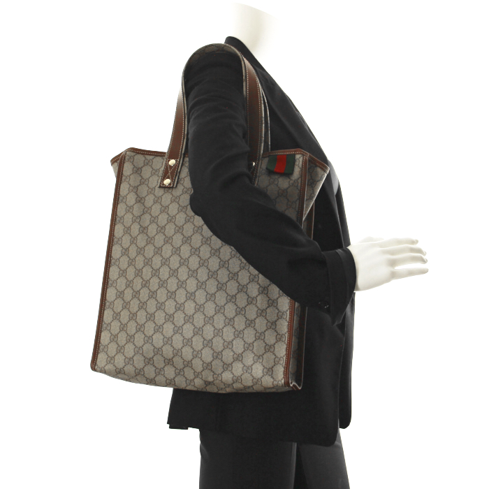 Gucci en toile monogram beige et cuir marron - Detail D1