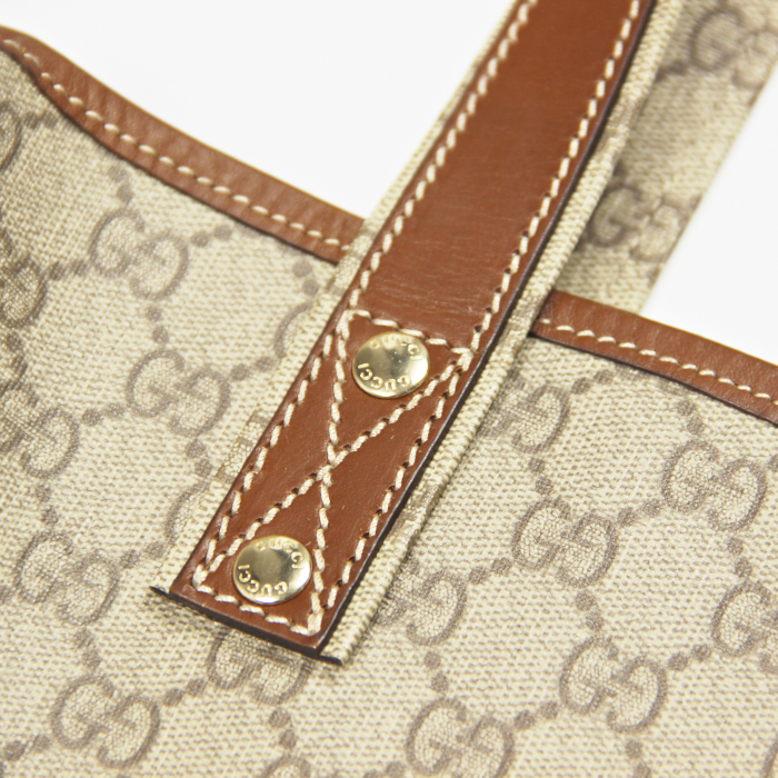 Gucci en toile monogram beige et cuir marron - Detail D4