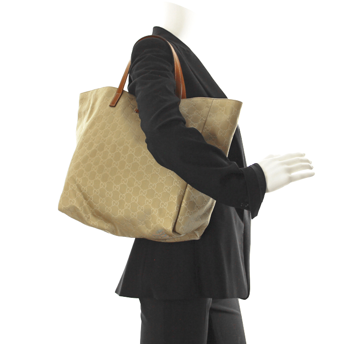 Gucci en toile monogram beige et cuir marron - Detail D1