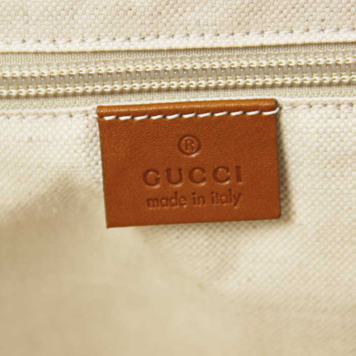 Gucci en toile monogram beige et cuir marron - Detail D3