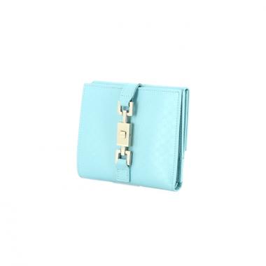 Gucci Square wallet in monogram turquoise leather 