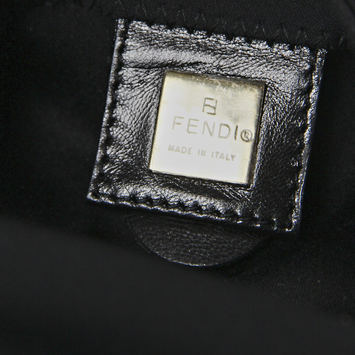 Bolso de mano Baguette en lona y cuero negro - Detail D3