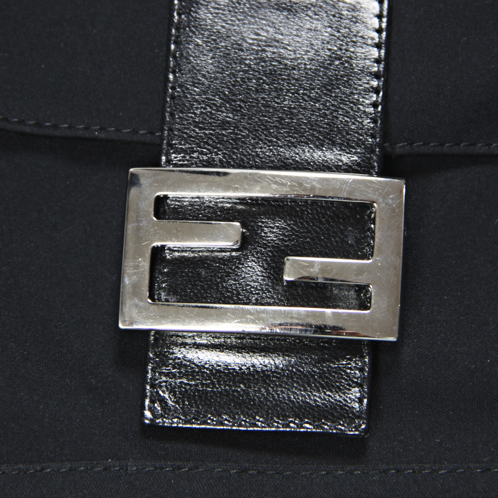 Bolso de mano Baguette en lona y cuero negro - Detail D4