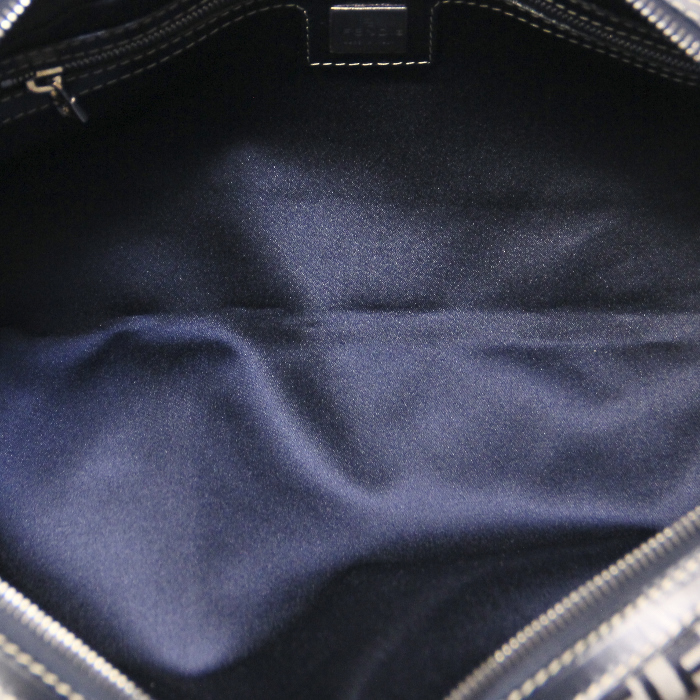Bolso de mano Fendi en lona Monogram y cuero azul - Detail D2
