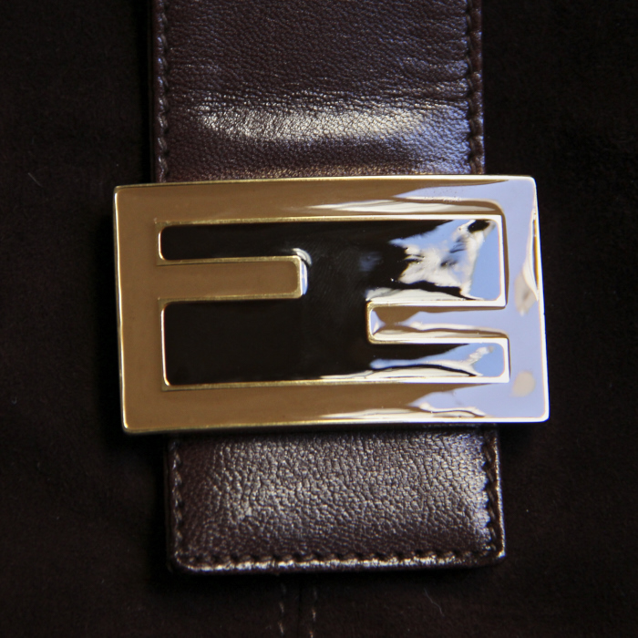 Borsa Fendi in camoscio marrone e pelle marrone - Detail D4