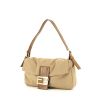 Fendi Baguette handbag in beige canvas and brown leather - 00pp thumbnail
