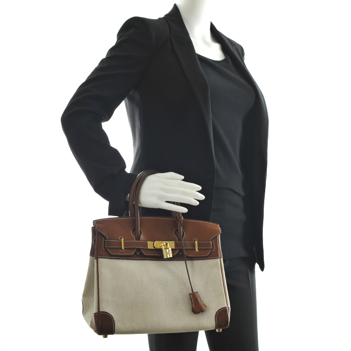 Borsa Hermes Birkin 30 cm in pelle togo gold - Detail D1