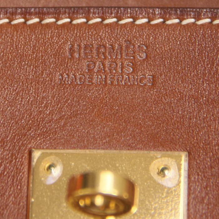 Bolso de mano Hermes Birkin 30 cm en cuero togo color oro - Detail D3