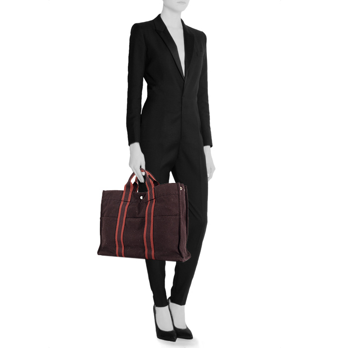 Sac cabas Toto bag en toile bordeaux - Detail D1