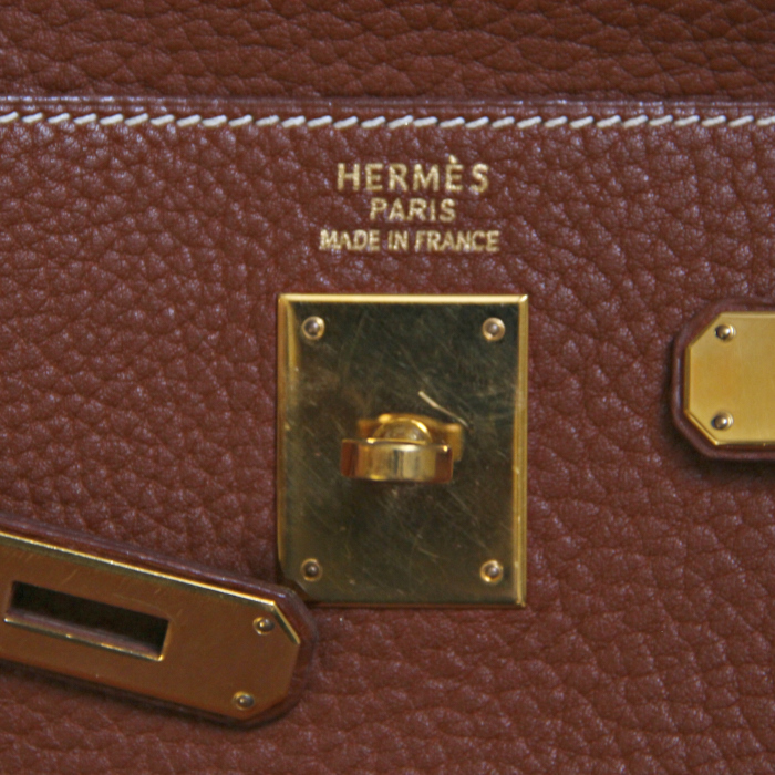 Hermès Kelly 35 cm en cuir fauve - Detail D4