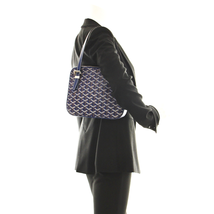 Goyard Yona en lona monogram y cuero azul - Detail D1