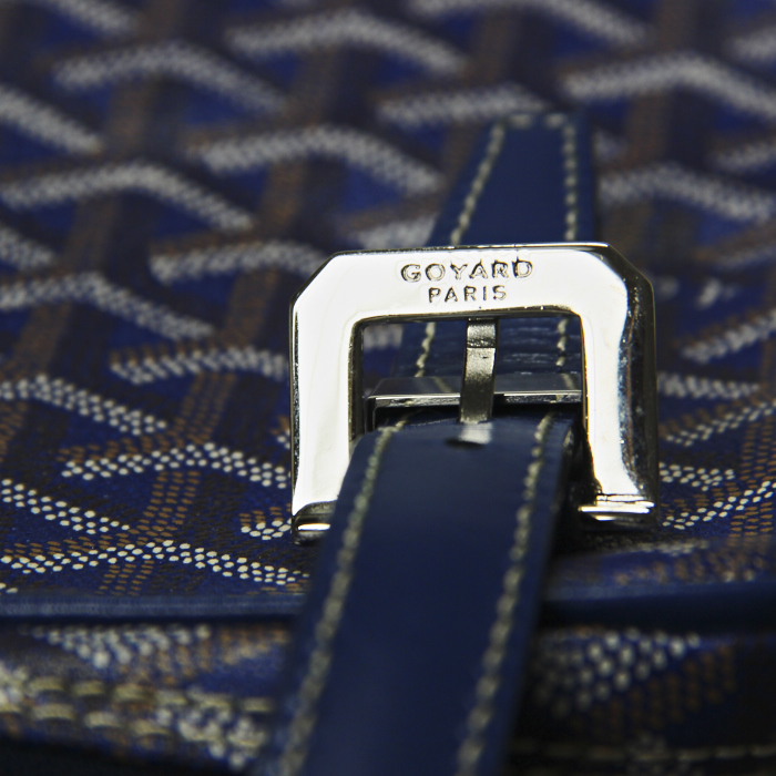Goyard Yona en lona monogram y cuero azul - Detail D4