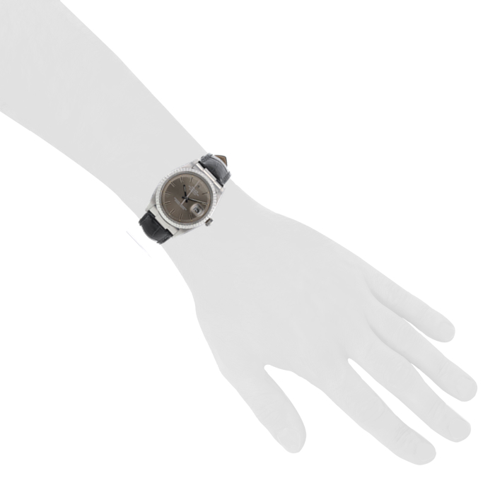 Montre Rolex Datejust en acier cadran gris souris Ref : 1601 Vers 1968 - Detail D1