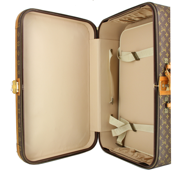 Louis Vuitton Stratos in Monogram canvas suitcase and natural leather - Detail D1
