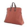 Hermes Heeboo travel bag in burgundy canvas and brown leather - 00pp thumbnail