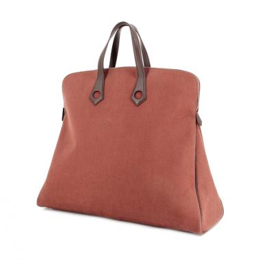 Hermes bolsa de viaje Heeboo en lona color burdeos y cuero marrón
