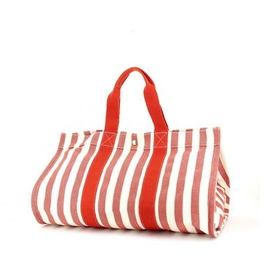 Borsa Cannes in tessuto rosso e bianco