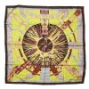 Hermes Carre Hermes scarf in red, yellow and brown twill silk - 00pp thumbnail
