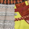 Hermes Carre Hermes scarf in red, yellow and brown twill silk - Detail D1 thumbnail