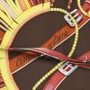 Hermes Carre Hermes scarf in red, yellow and brown twill silk - Detail D3 thumbnail