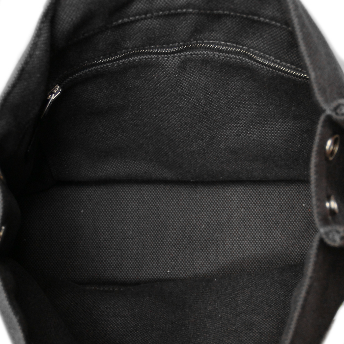 Shopping bag Toto bag in tela grigia e pelle nera - Detail D2