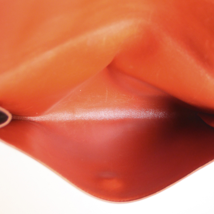 Pochette Hermes Rio in tela intrecciata beige e rosso mattone e pelle rosso mattone - Detail D2