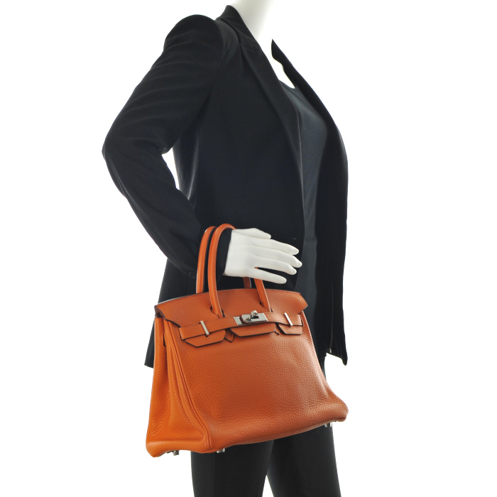 Hermès Birkin 30 cm en cuir orange   - Detail D1