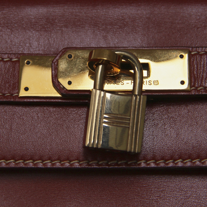 Hermès sac Kelly 32 cm en cuir rouge brique  - Detail D4