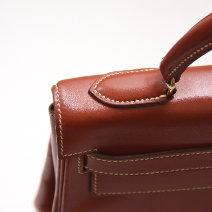 Hermès sac Kelly 32 cm en cuir rouge brique  - Detail D5