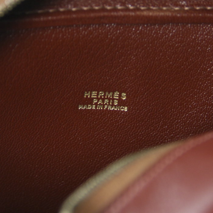 Sac à main Hermes Plume petit modèle en cuir marron-foncé - Detail D2