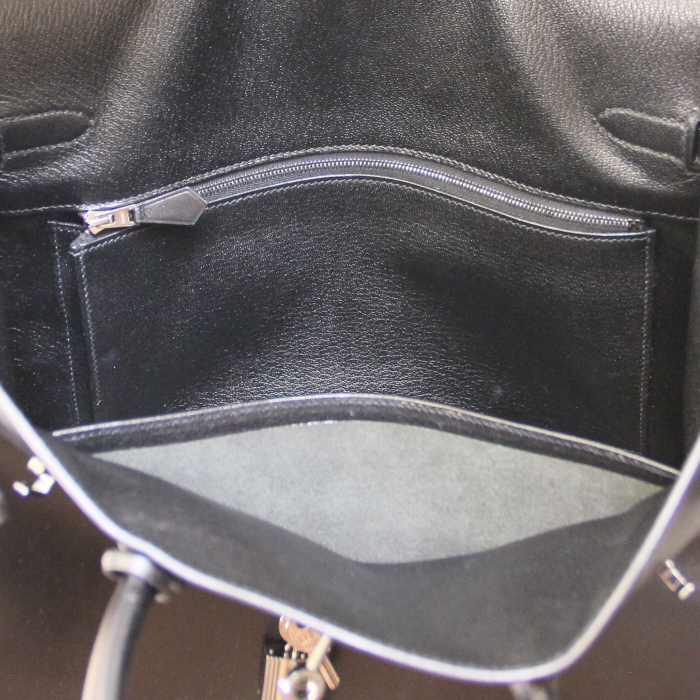 Borsa Hermes Haut à Courroies in pelle box nera - Detail D3