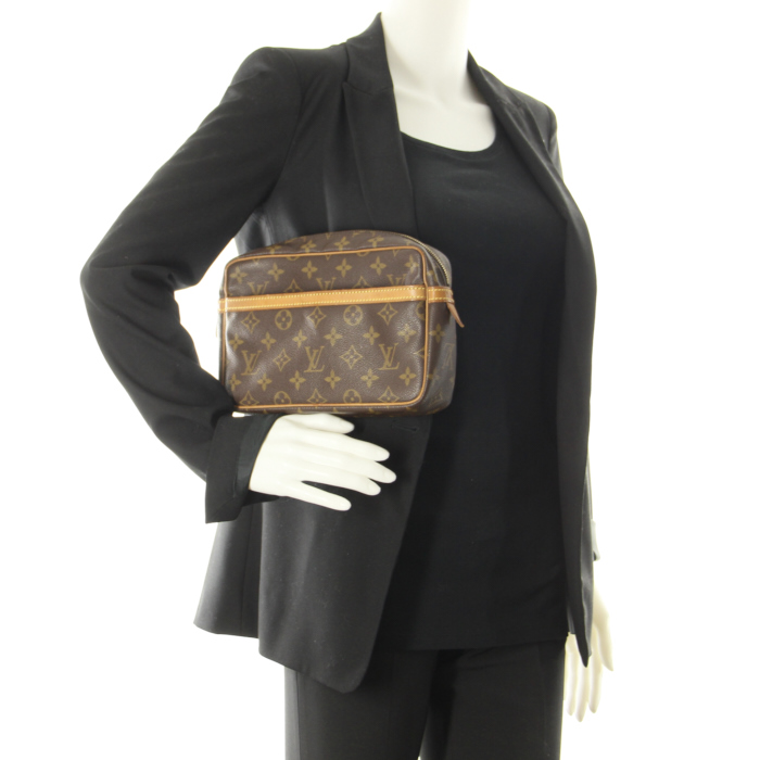 Louis Vuitton Compiègne en toile monogram et cuir naturel - Detail D1