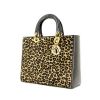 Christian Dior Lady Dior large model in leopard foal and brown patent leather - 00pp thumbnail