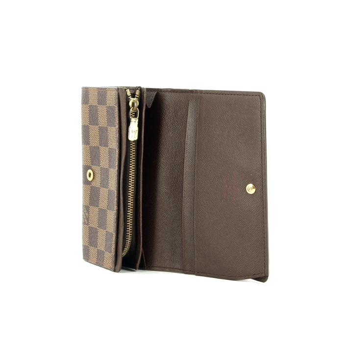 Louis Vuitton Porte-tresor in ebony damier canvas and brown leather - Detail D1