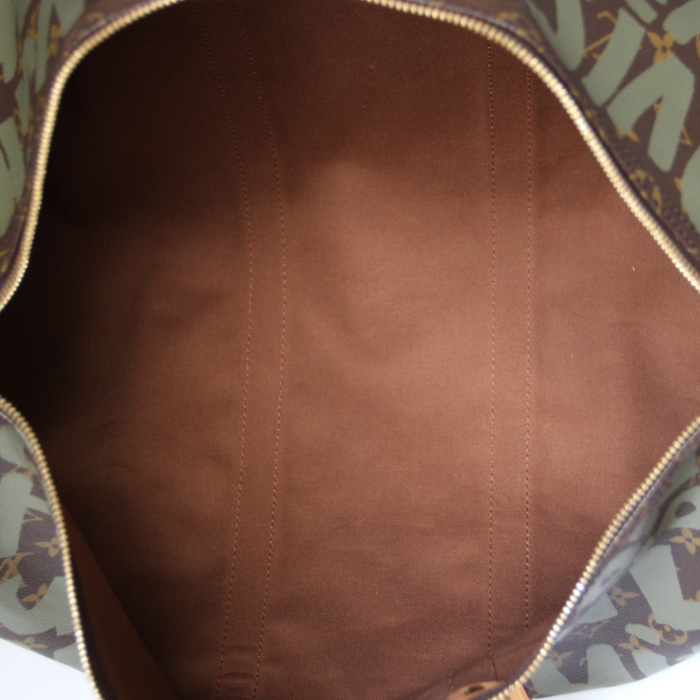 Louis Vuitton Keepall 50 limited edition Stephen Sprouse in monogram canvas and natural leather - Detail D2