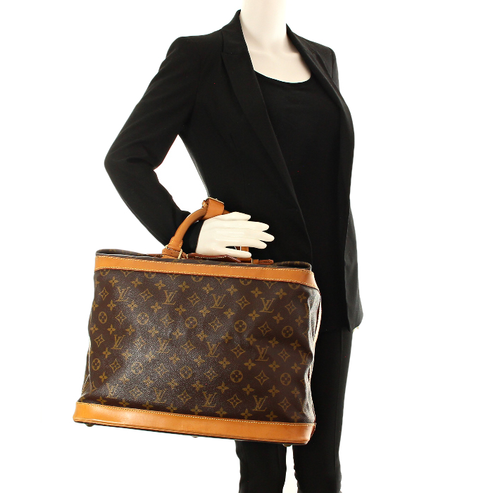 Louis Vuitton Cruiser medium model travel bag in monogram canvas and natural leather - Detail D1