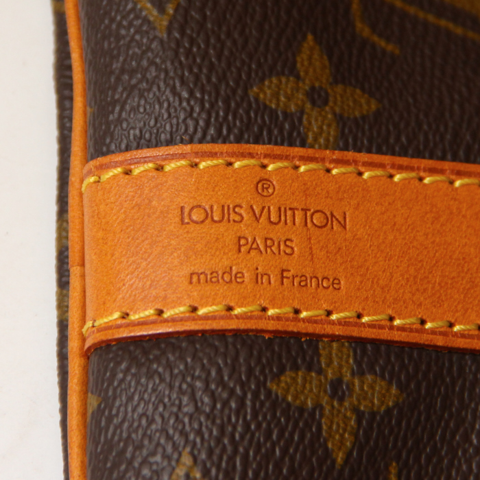 Louis Vuitton Keepall 45 cm strap in monogram canvas and natural leather - Detail D4